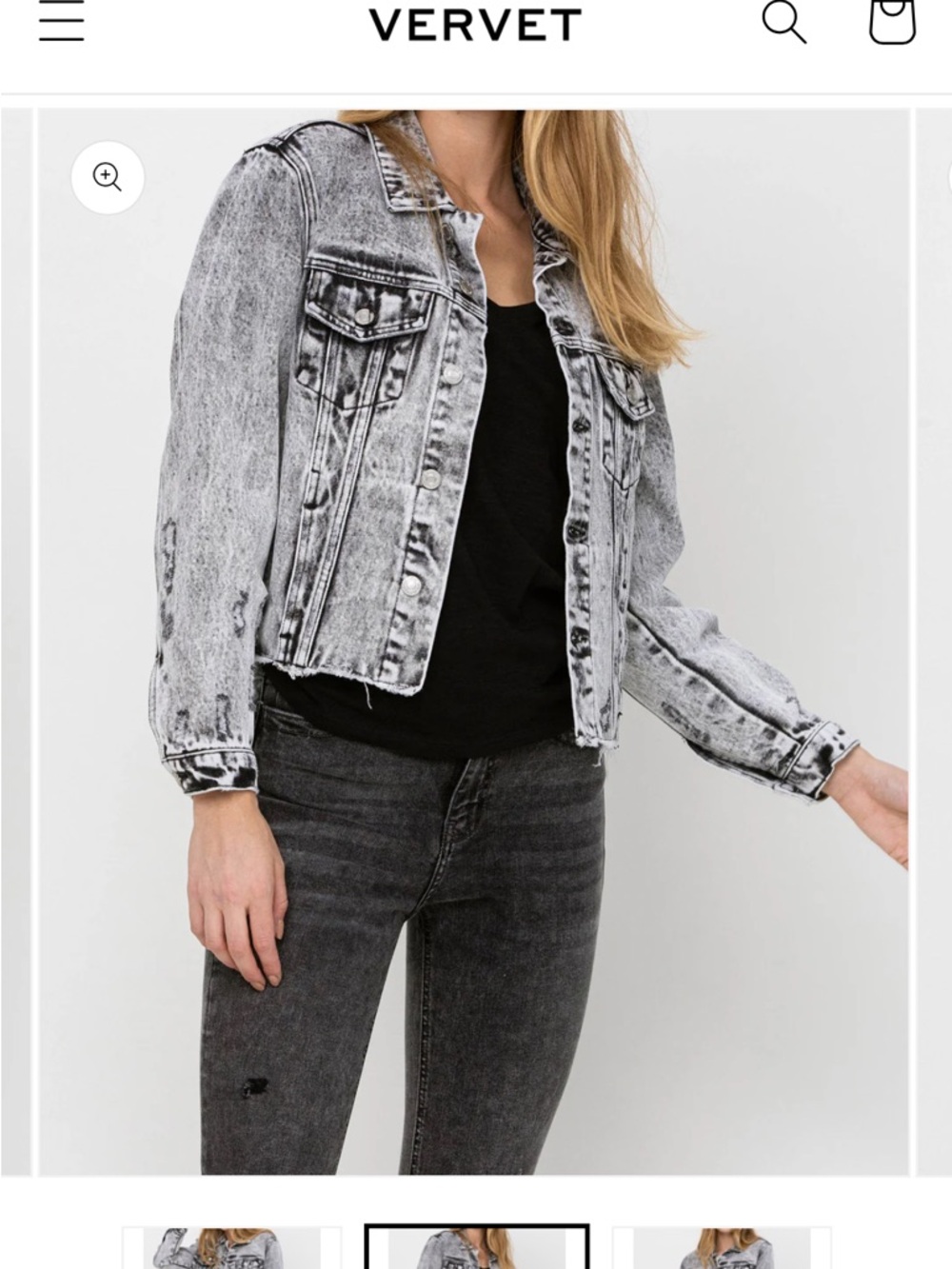 Vervet Women's Distressed Acid-Wash Gray Denim Jacket